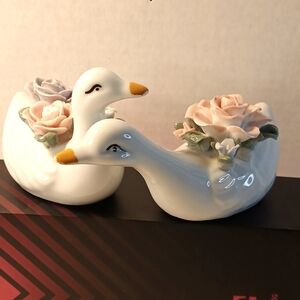 Set Of Porcelain Geese Figurines